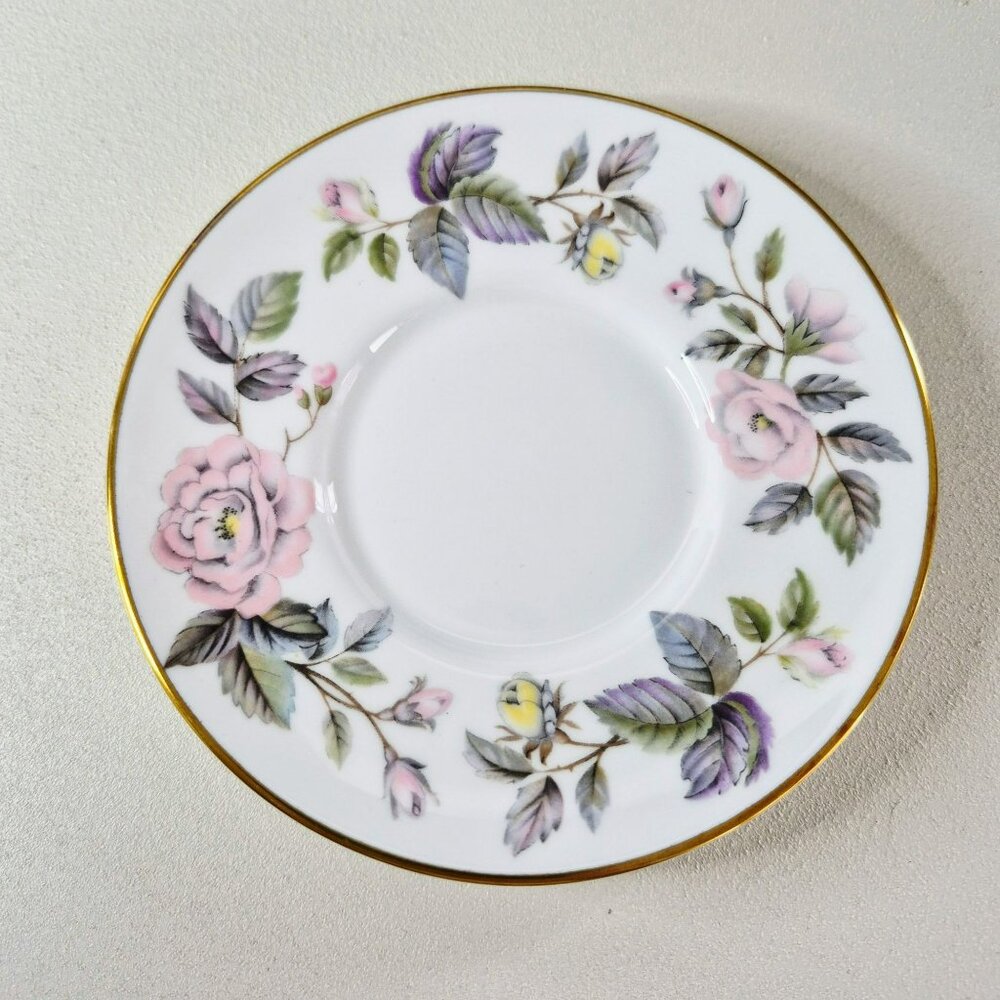 Royal Worcester June Garland Espresso Cup & Saucer 2 Sets, Pink & Purple Flower - Picture 7 of 12